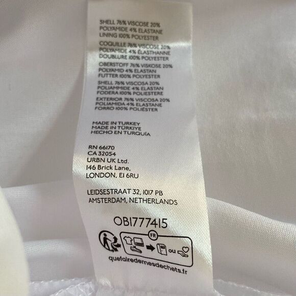 Anthropologie Maeve White Asymmetrical Neck Ruched Bodycon Dress NWT Size Medium - Picture 4 of 6